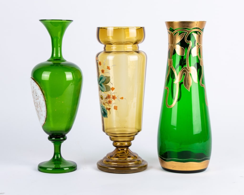 THREE MID-CENTURY HAND-PAINTED VASES - 4