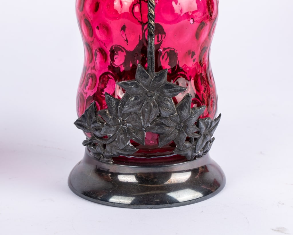 THREE VICTORIAN ART GLASS PICKLE CASTORS - 10