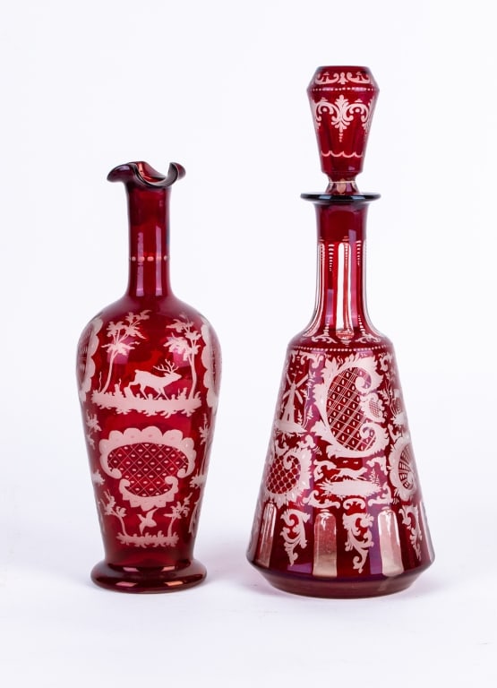 THREE 20TH CENTURY CRANBERRY GLASS ITEMS - 6