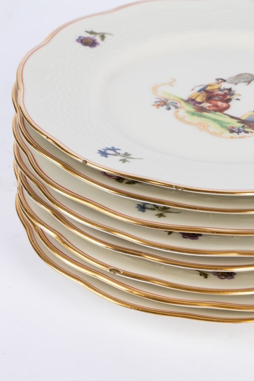 SET OF 8 LIMOGES STYLE PORCELAIN PLATES - 10