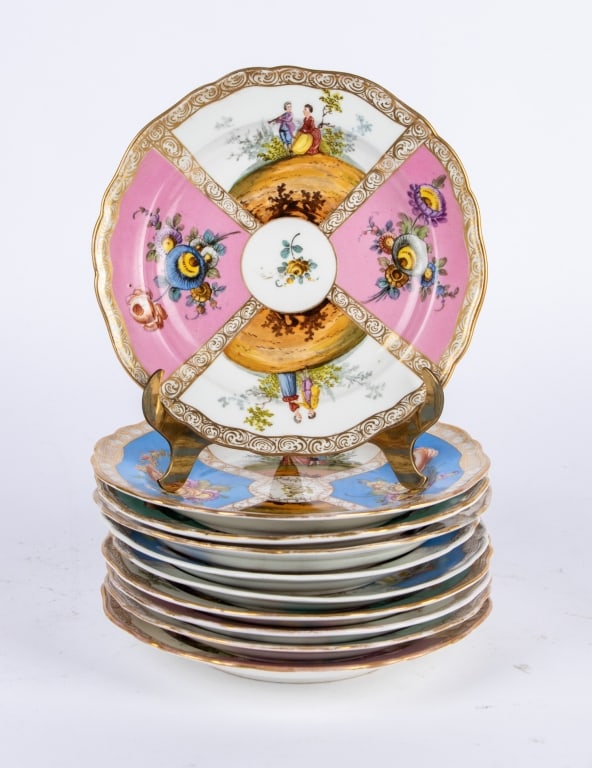 SET OF 10 MEISSEN STYLE PORCELAIN PLATES - 2