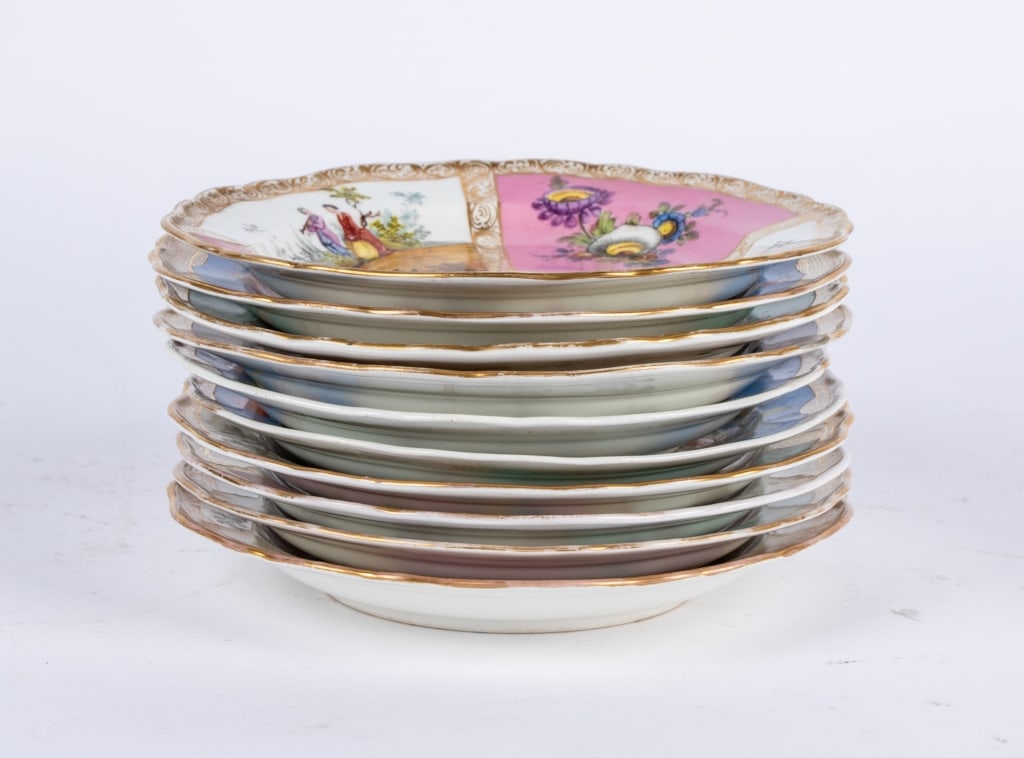 SET OF 10 MEISSEN STYLE PORCELAIN PLATES - 3