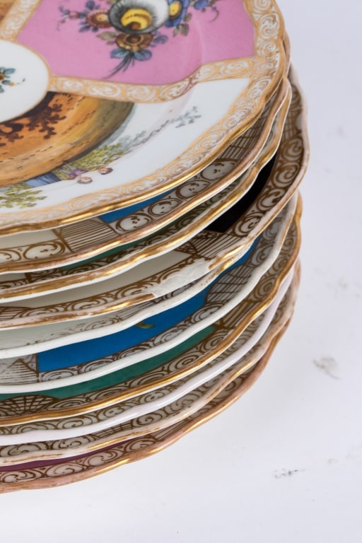 SET OF 10 MEISSEN STYLE PORCELAIN PLATES - 4