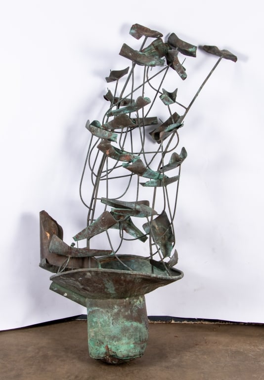 BRUTALIST STYLE ABSTRACT COPPER FOUNTAIN - 8