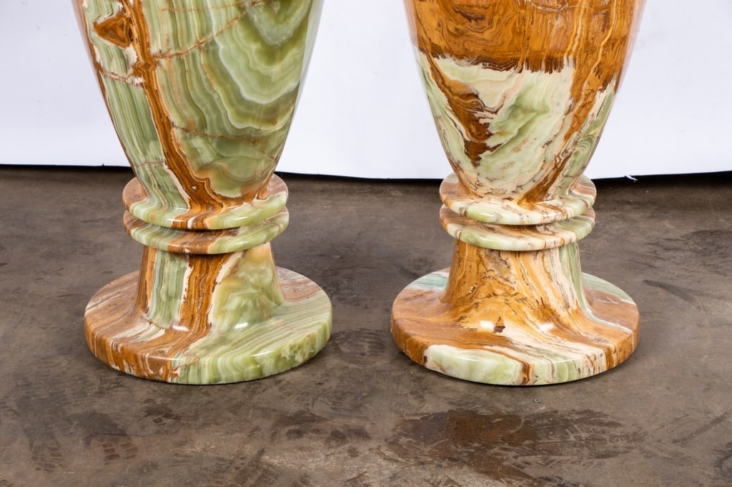 PAIR OF POLISHED ONYX FLOOR VASES - 6