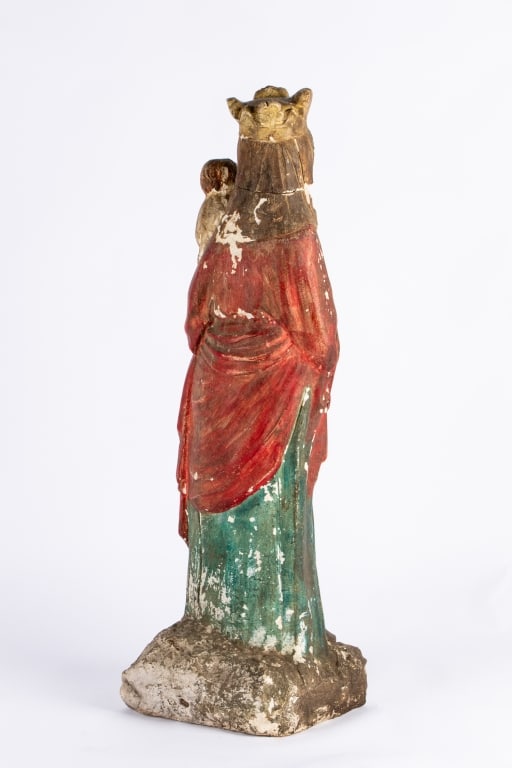 LARGE POLYCHROME MADONNA & CHILD SCULPTURE - 5