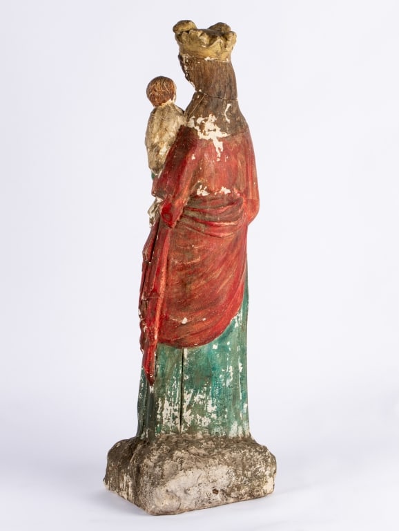 LARGE POLYCHROME MADONNA & CHILD SCULPTURE - 6