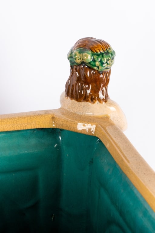 PAIR OF MAJOLICA FIGURAL JARDINIERES - 5