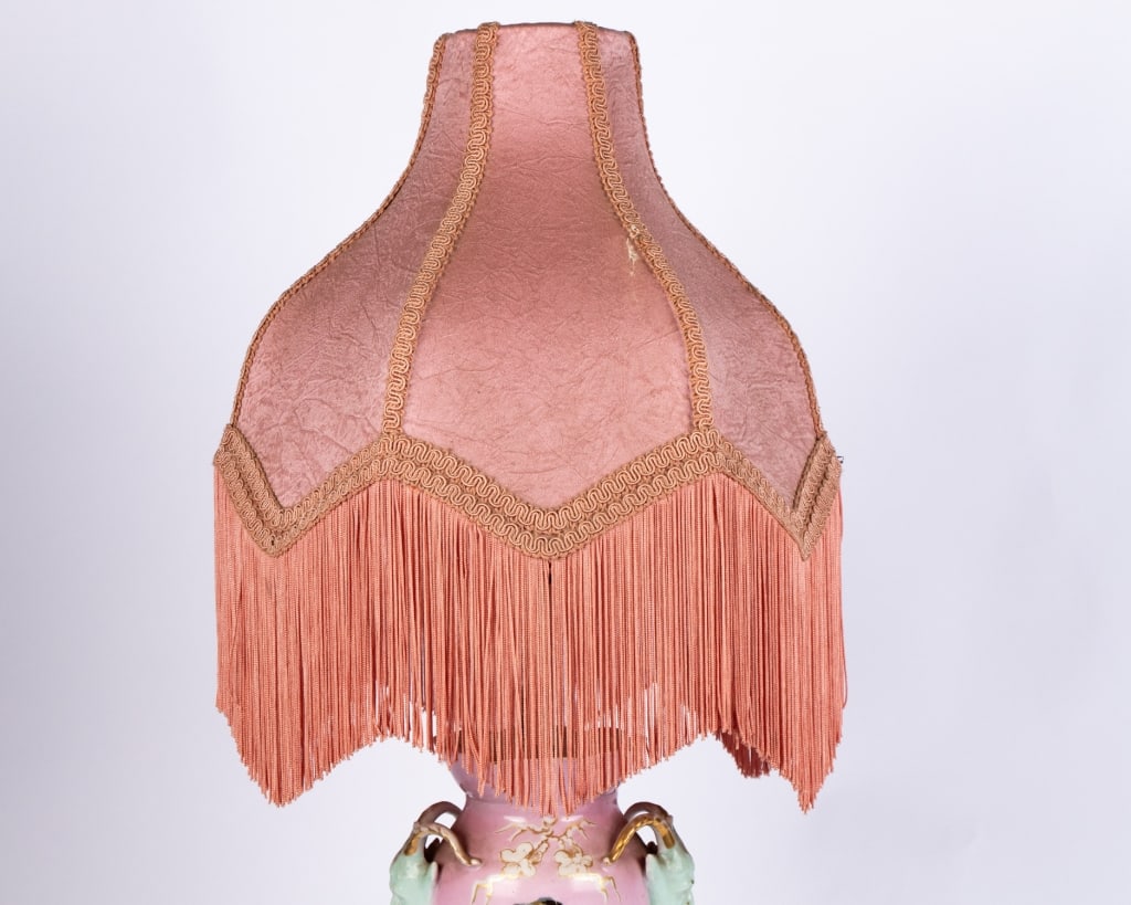 VICTORIAN PINK MAJOLICA FIGURAL LAMP - 2