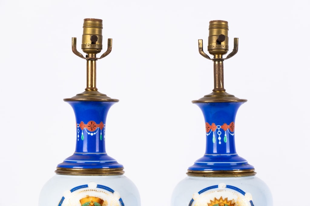 PAIR OF SEVRES STYLE FIGURAL PORCELAIN LAMPS - 2
