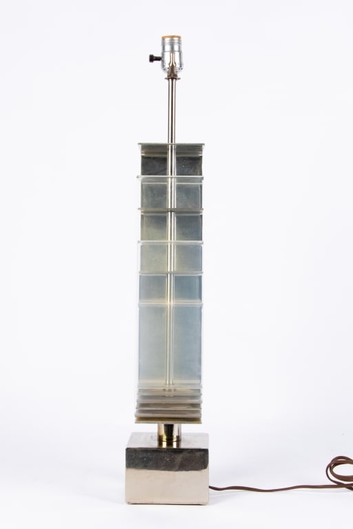 MCM LUCITE & CHROME TABLE LAMP - 6