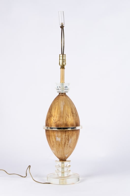 MODERN LUCITE & CERAMIC TABLE LAMP - 6