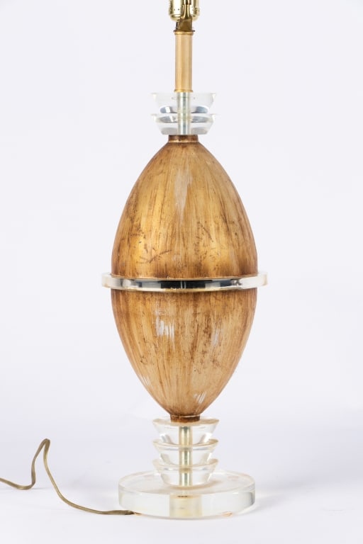 MODERN LUCITE & CERAMIC TABLE LAMP - 7