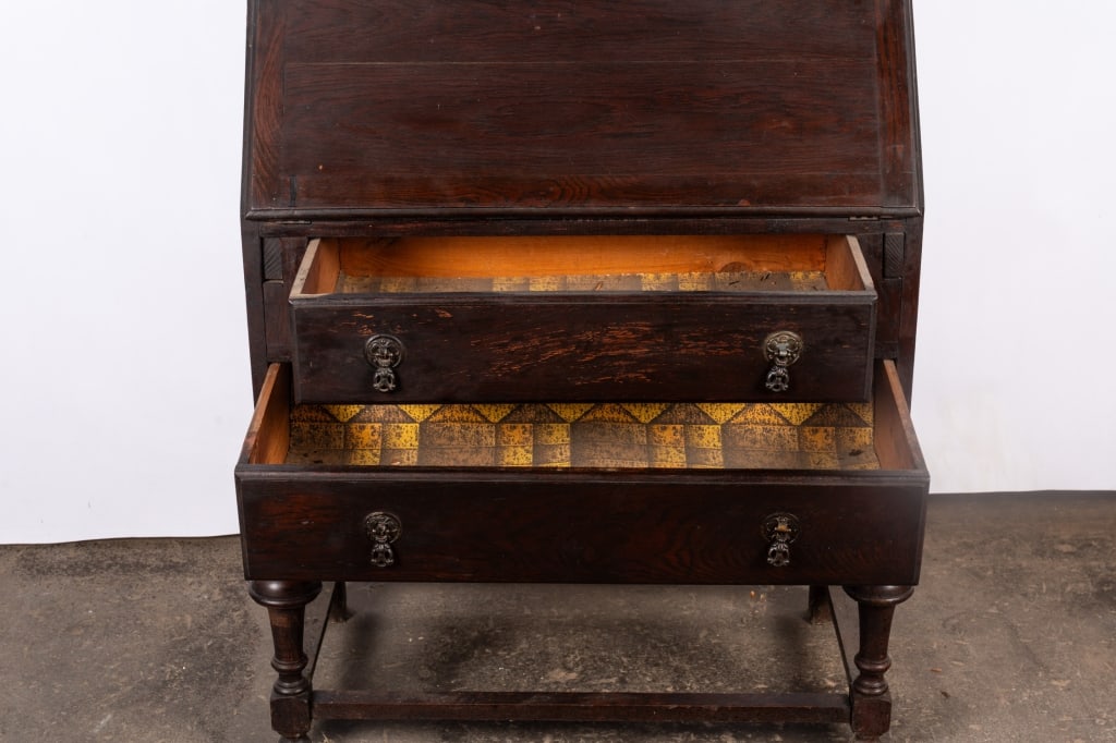 JACOBEAN STYLE SLANT FRONT DESK - 4