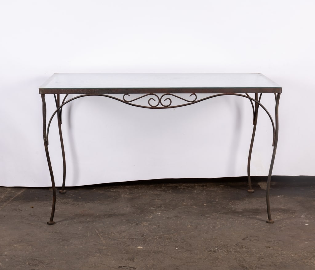 WROUGHT IRON & GLASS GARDEN TABLE - 2