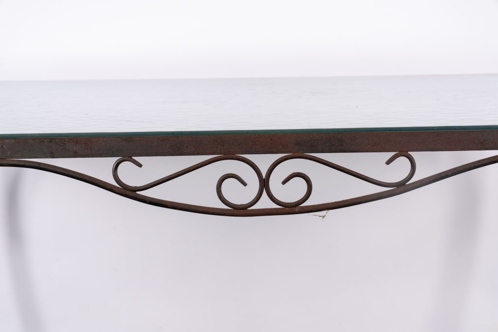 WROUGHT IRON & GLASS GARDEN TABLE - 3