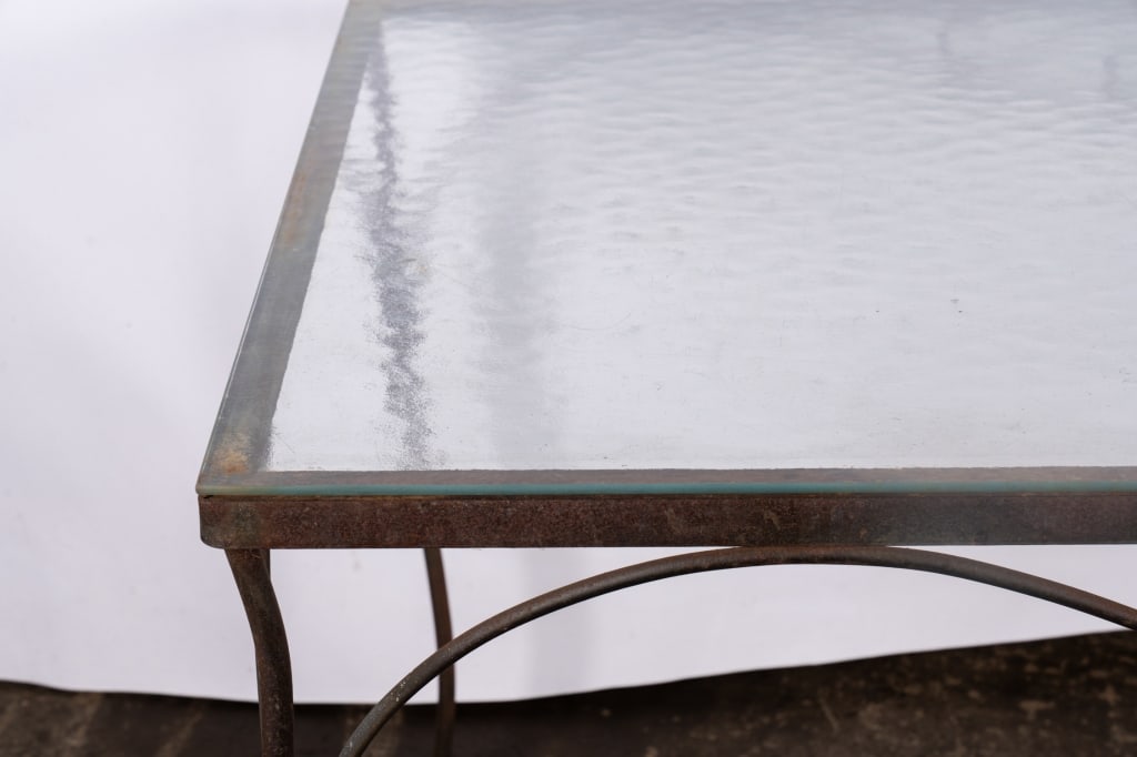 WROUGHT IRON & GLASS GARDEN TABLE - 5