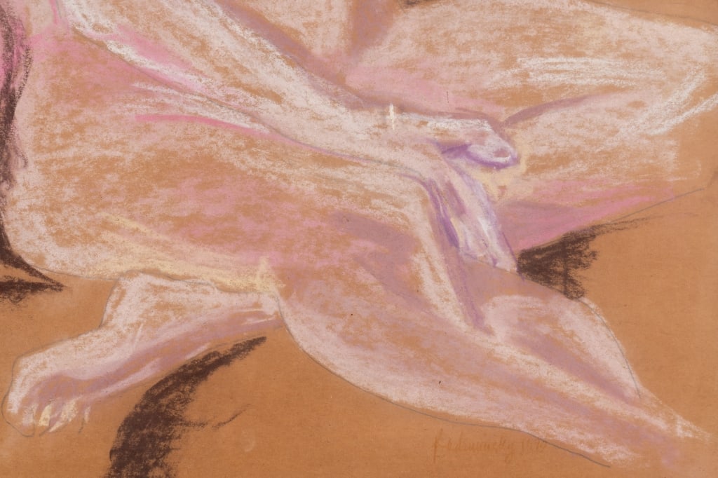 ABSTRACT NUDE PAINTING, PASTEL ON PAPER - 7