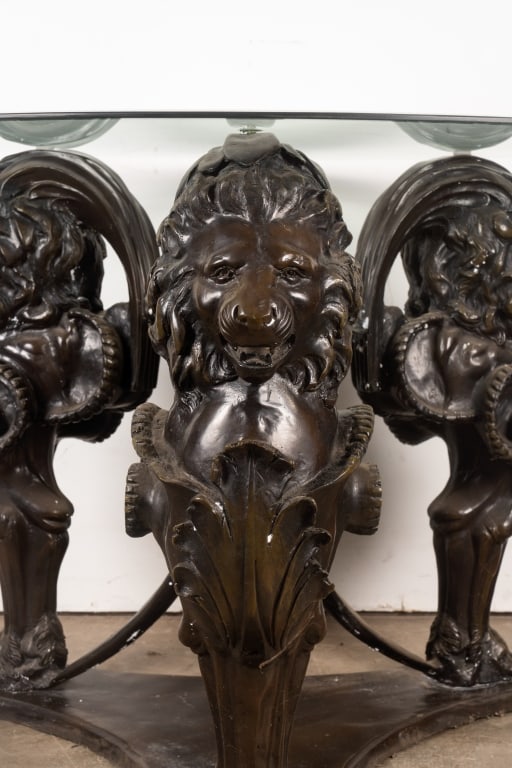 NEOCLASSICAL STYLE LION BRONZE CENTER TABLE - 2