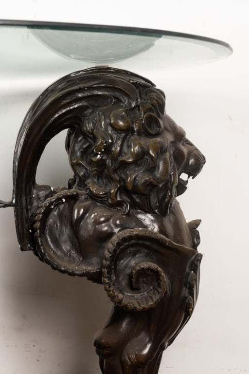 NEOCLASSICAL STYLE LION BRONZE CENTER TABLE - 3