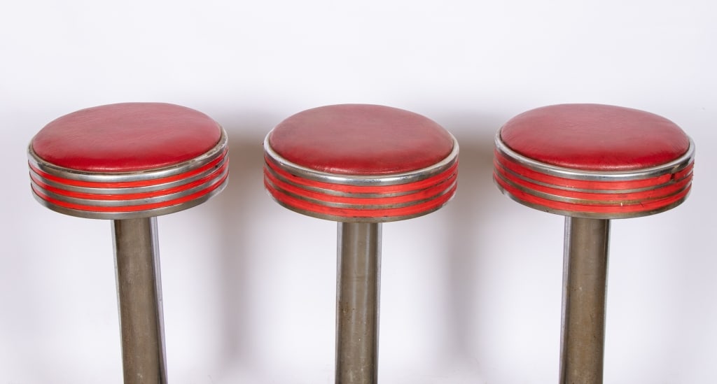 SET OF 3 MCM DINER BAR STOOLS - 2