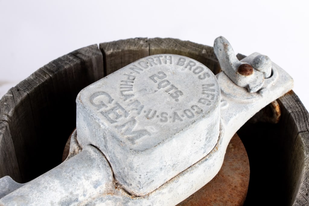 TWO ANTIQUE HAND CRANK ICE CREAM MAKERS - 2