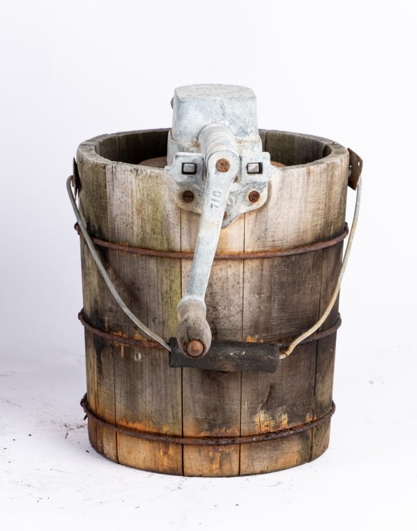 TWO ANTIQUE HAND CRANK ICE CREAM MAKERS - 4