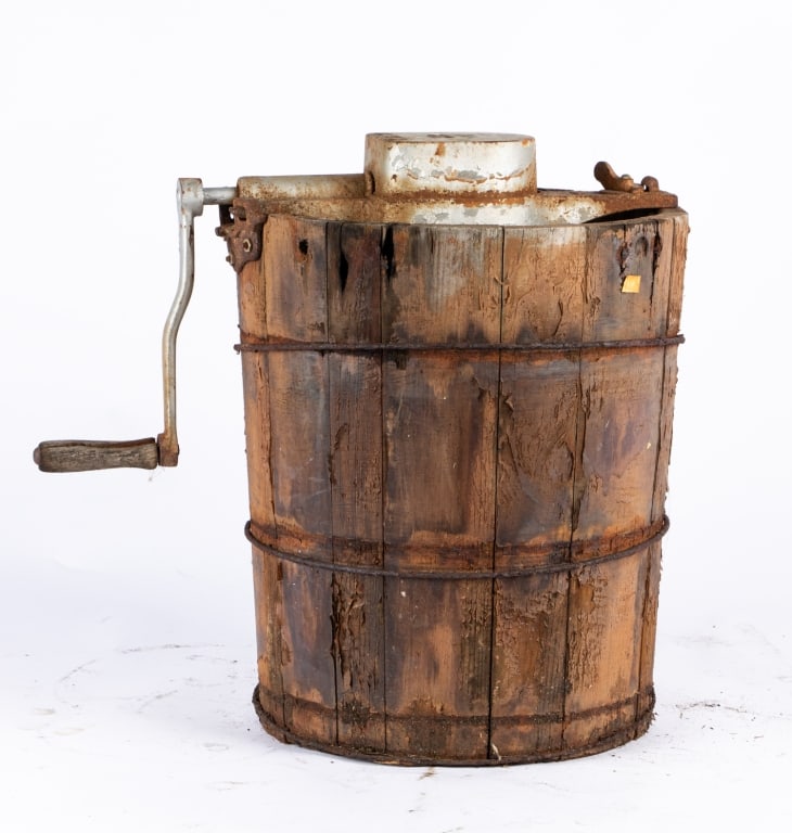 TWO ANTIQUE HAND CRANK ICE CREAM MAKERS - 5