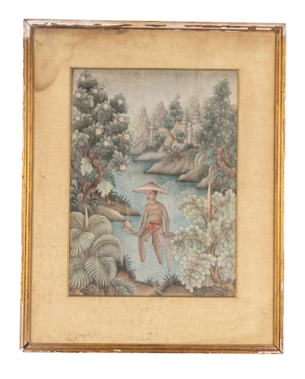 BALINESE PAINTING BY D.W.P. SOGI RAH: D.W.P. Sogi Rah (Balinese, 20th century). Untitled - signed to LR. Framed. Approximate dimensions: h. 23.5", w. 18", d. 0.75" Disclaimer: Participating bidders must have a credit card on file with