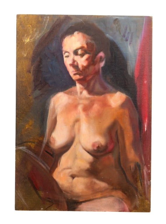PORTRAIT OF A NUDE WOMAN, OIL ON CANVAS (1 of 6)