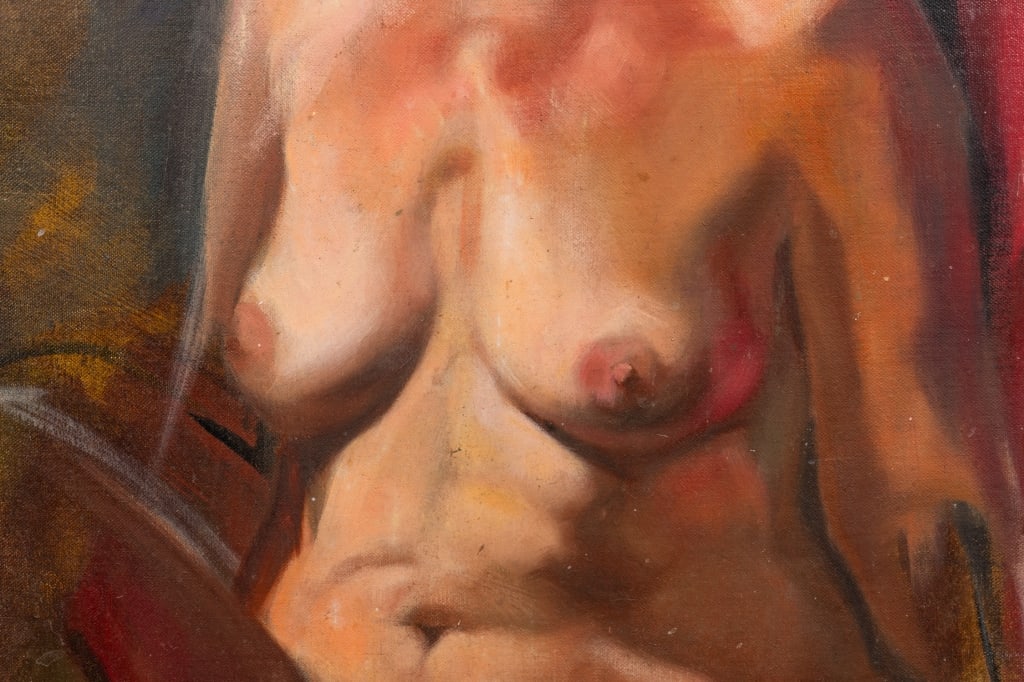 PORTRAIT OF A NUDE WOMAN, OIL ON CANVAS - 4