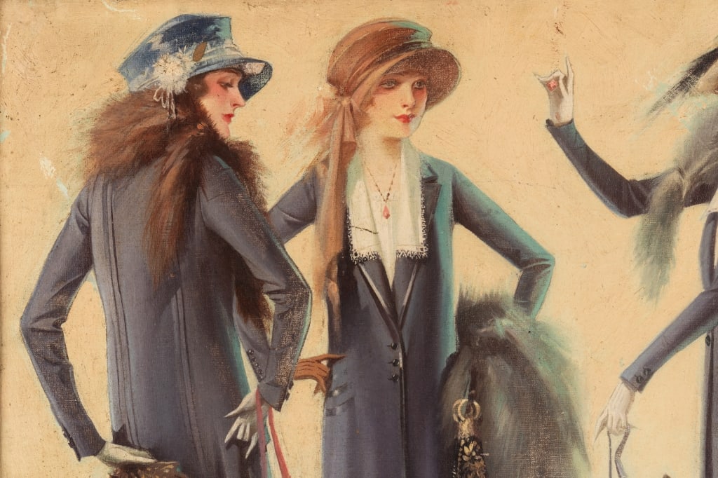 THREE LADIES WITH THE DOG, MIXED MEDIA - 3