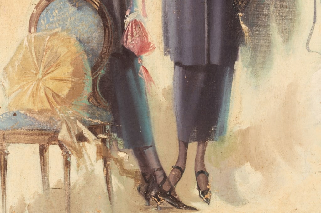 THREE LADIES WITH THE DOG, MIXED MEDIA - 6