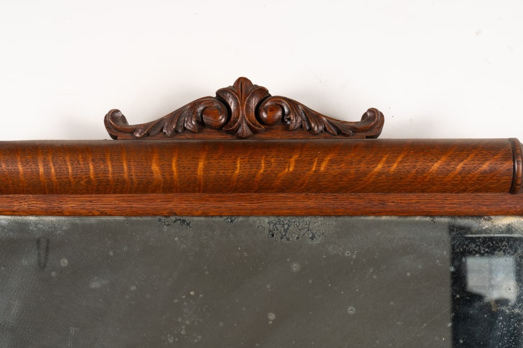 ANTIQUE TIGER OAK WALL MIRROR - 2