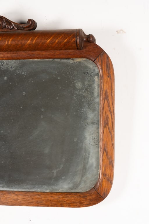 ANTIQUE TIGER OAK WALL MIRROR - 3