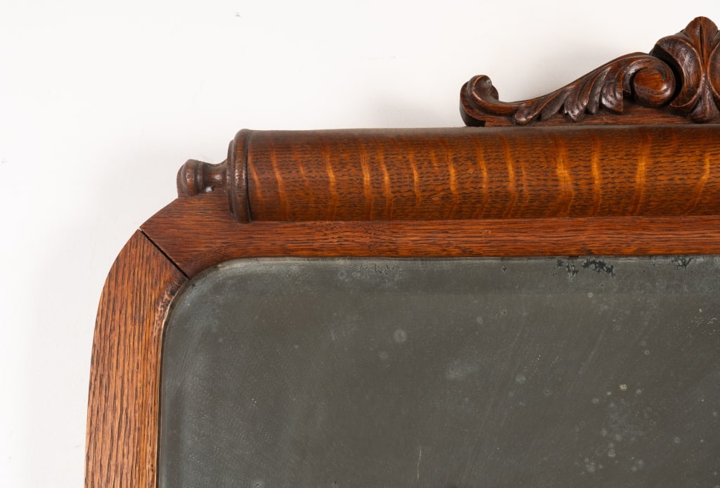 ANTIQUE TIGER OAK WALL MIRROR - 4