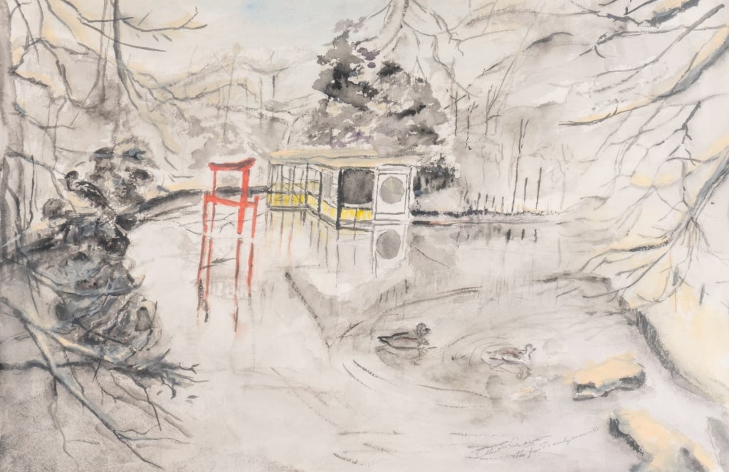 ETHEL CRAVEN CARSON, JAPANESE GARDEN, WATERCOLOR - 5