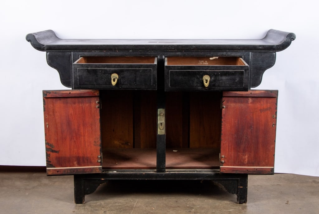 CHINESE BLACK LACQUER ALTAR CONSOLE TABLE - 2