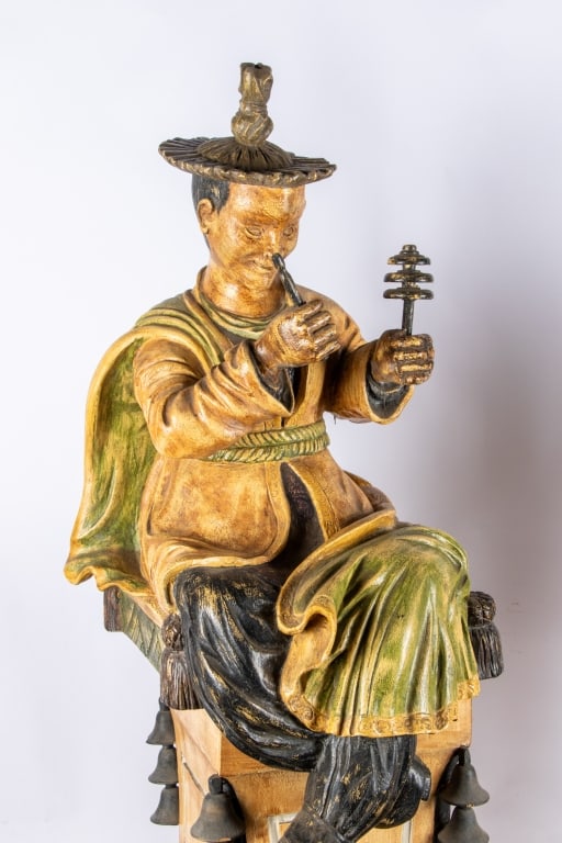 PAIR OF KOREAN POLYCHROME FIGURES ON PLINTHS - 4