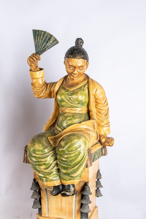 PAIR OF KOREAN POLYCHROME FIGURES ON PLINTHS - 5