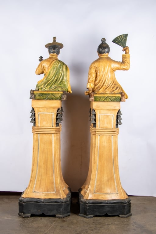 PAIR OF KOREAN POLYCHROME FIGURES ON PLINTHS - 9