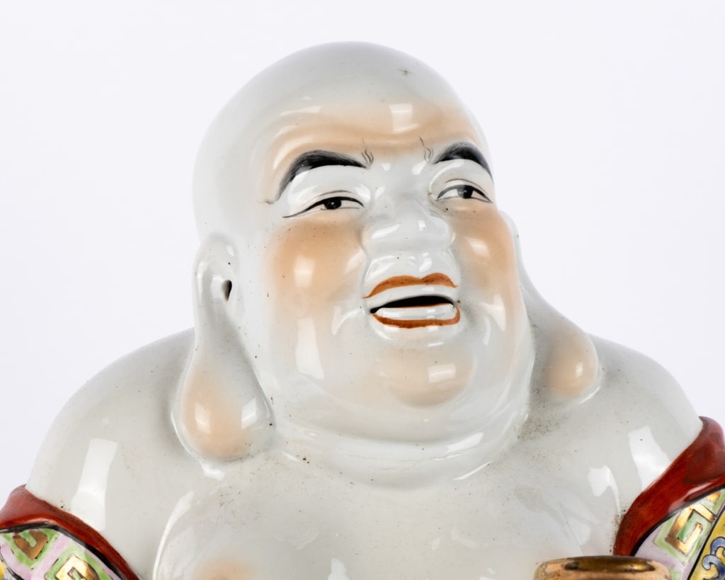 CHINESE FAMILLE ROSE LAUGHING BUDDHA - 3
