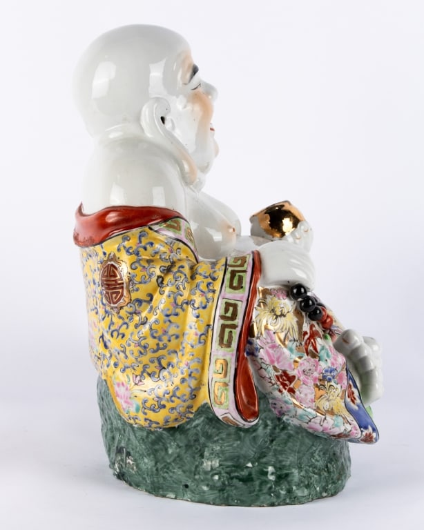 CHINESE FAMILLE ROSE LAUGHING BUDDHA - 4