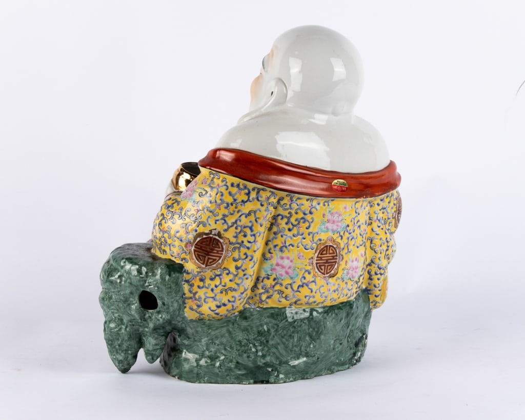 CHINESE FAMILLE ROSE LAUGHING BUDDHA - 5