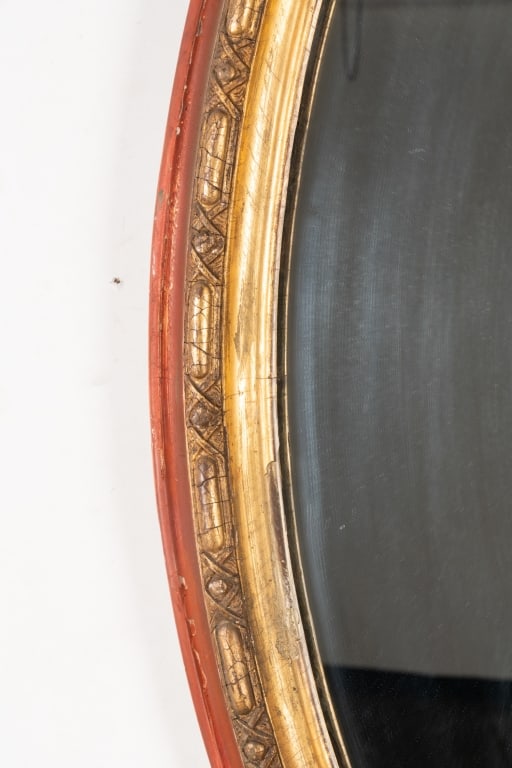 OVAL PARTIAL GILT WALL MIRROR - 3