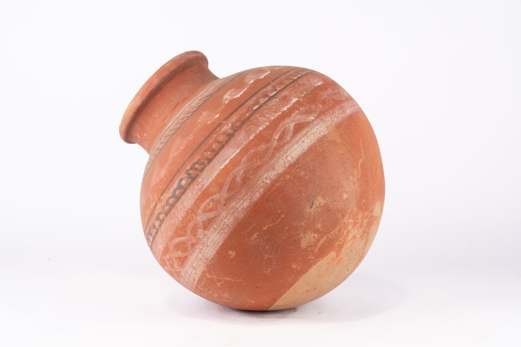 VINTAGE TERRACOTTA ROUND BOTTOM VASE - 3