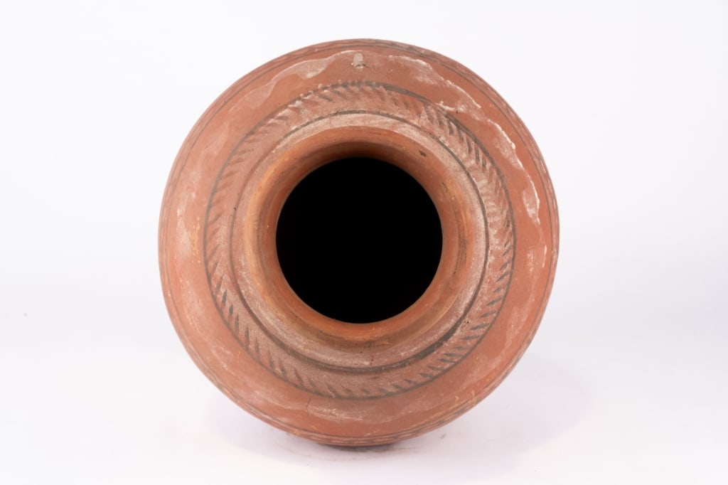 VINTAGE TERRACOTTA ROUND BOTTOM VASE - 4