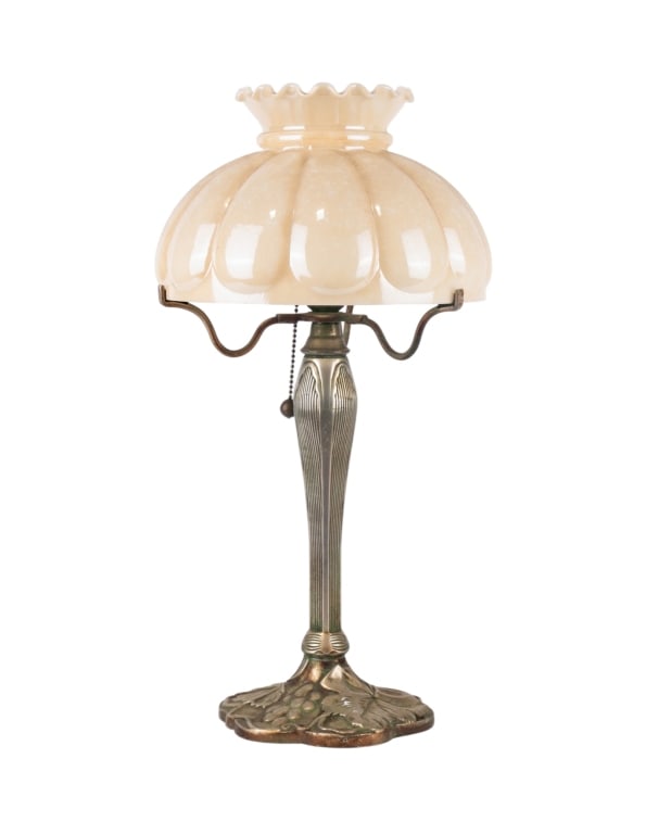 ART NOUVEAU STYLE FLOOR LAMP: Art Nouveau Style floor lamp. Approximate dimensions: h. 20", dia. 10.5" Disclaimer: Participating bidders must have a credit card on file with LiveAuctioneers in order for their bidding registration