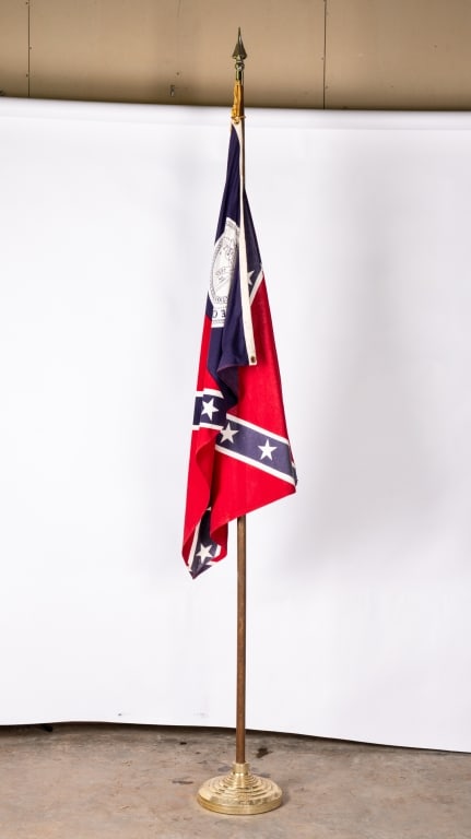 OLD GEORGIA STATE FLAG ON FLAG POLE - 3