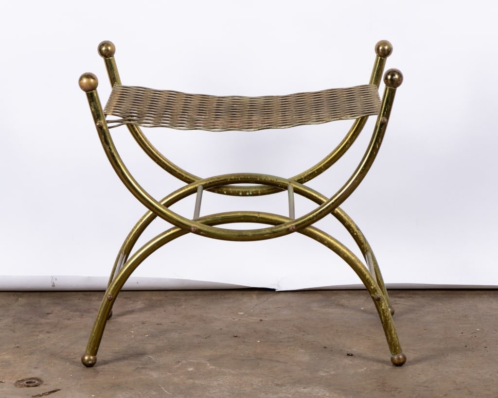 MID-CENTURY BRASS STOOL/ACCENT TABLE - 2